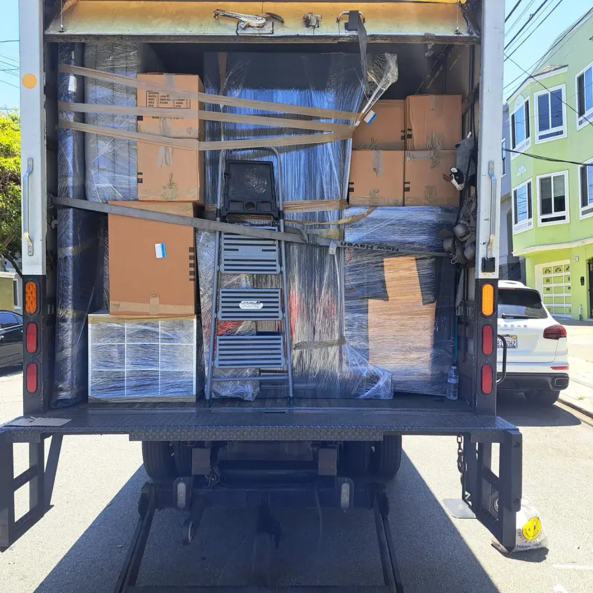 Organized cargo inside an SF Bay Area Moving truck